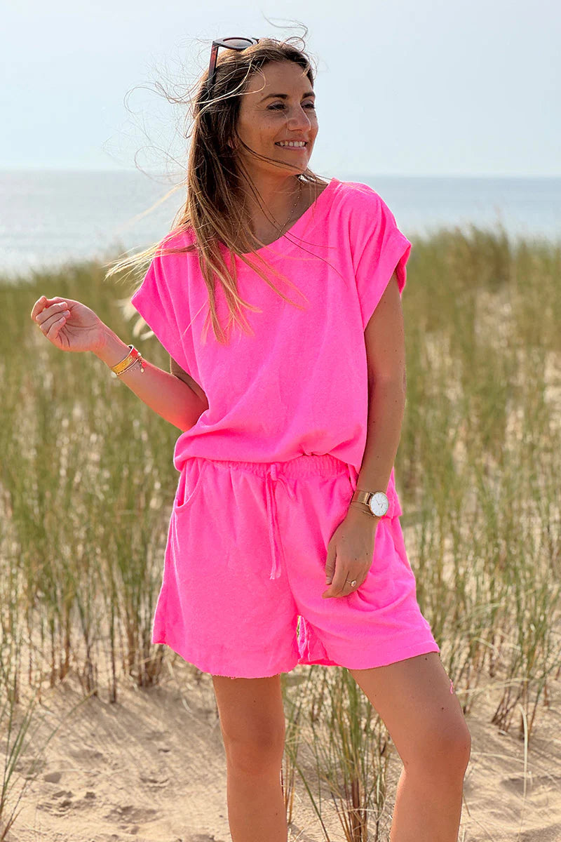 Hot Pink Terry Cloth Shorts