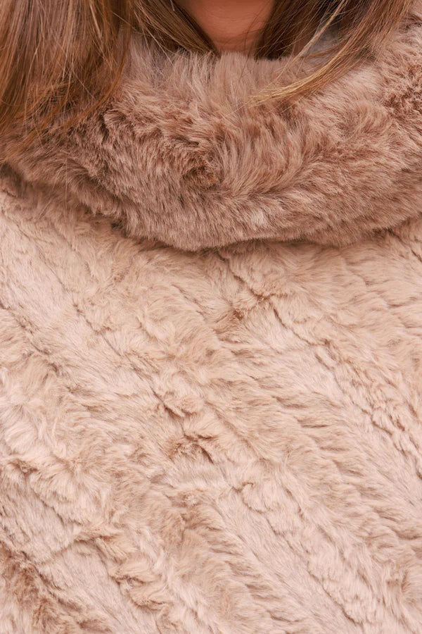 Ice Brown Faux Chinchilla Poncho Cape