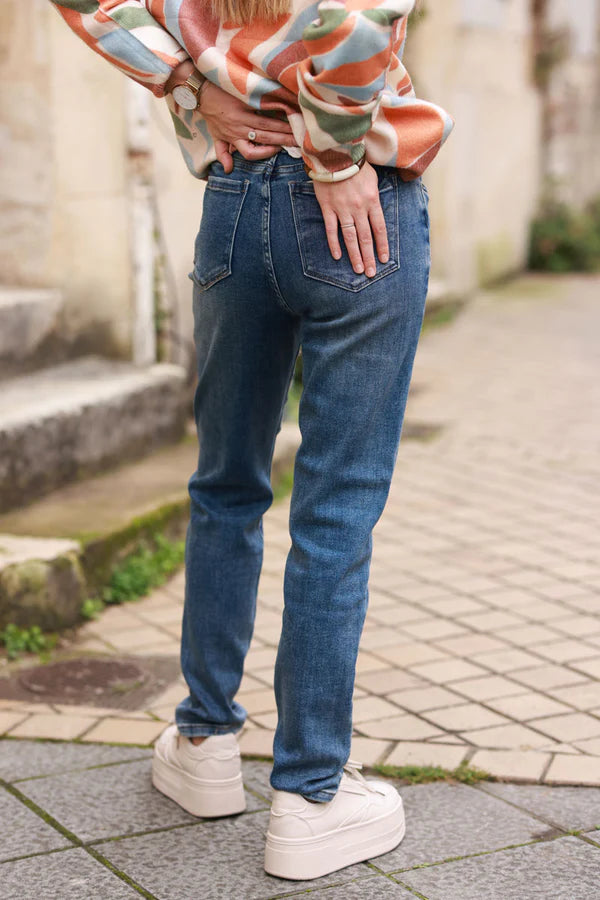 Indigo Wash Tapered Leg Slim-Fit Jeans