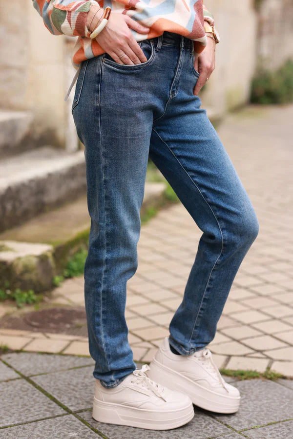 Indigo Wash Tapered Leg Slim-Fit Jeans