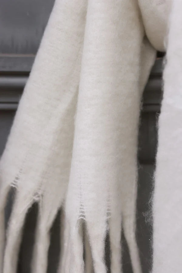 Ivory Faux Cashmere Tassel Scarf