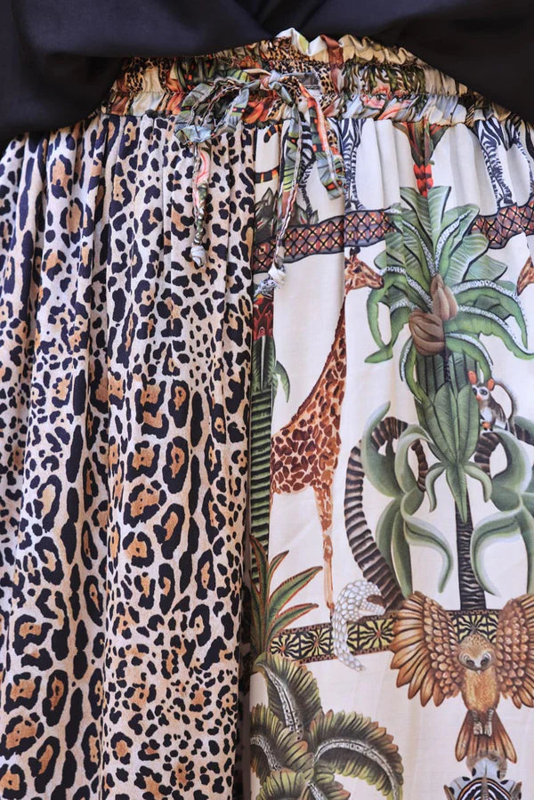 Jungle and Leopard Print Silky Floaty Wide Leg Pants