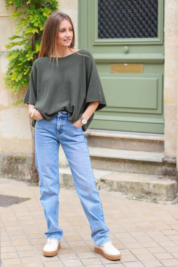 Olive Knit Batwing Sweater