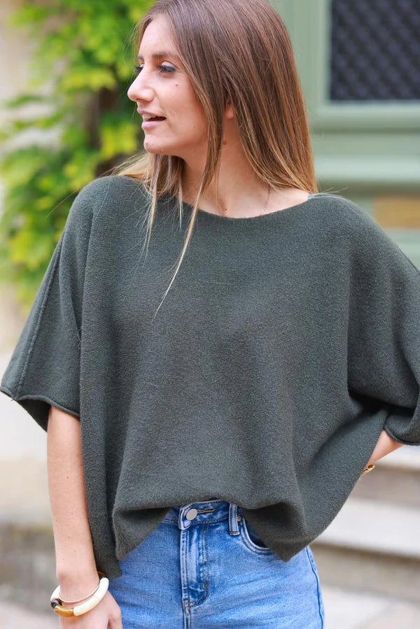 Olive Knit Batwing Sweater