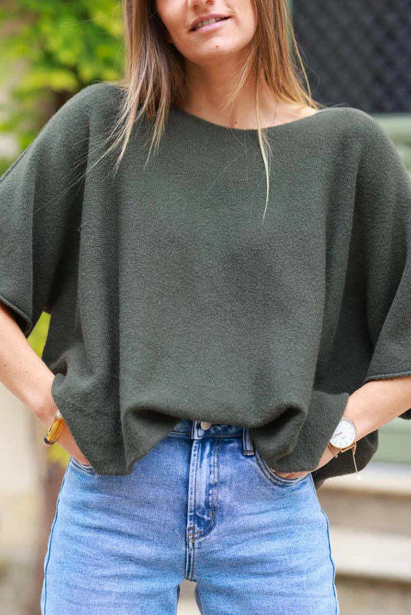 Olive Knit Batwing Sweater