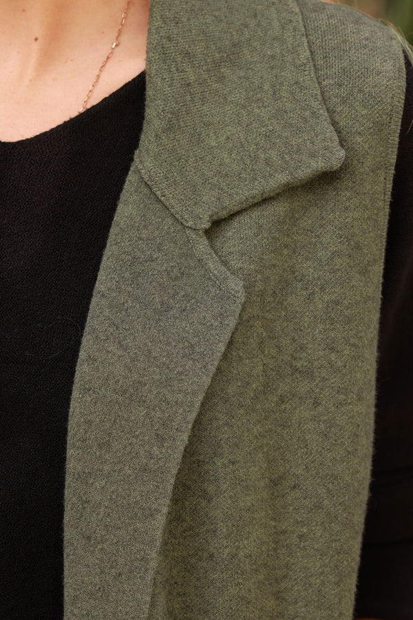 Khaki Tailored Knit Duster Vest