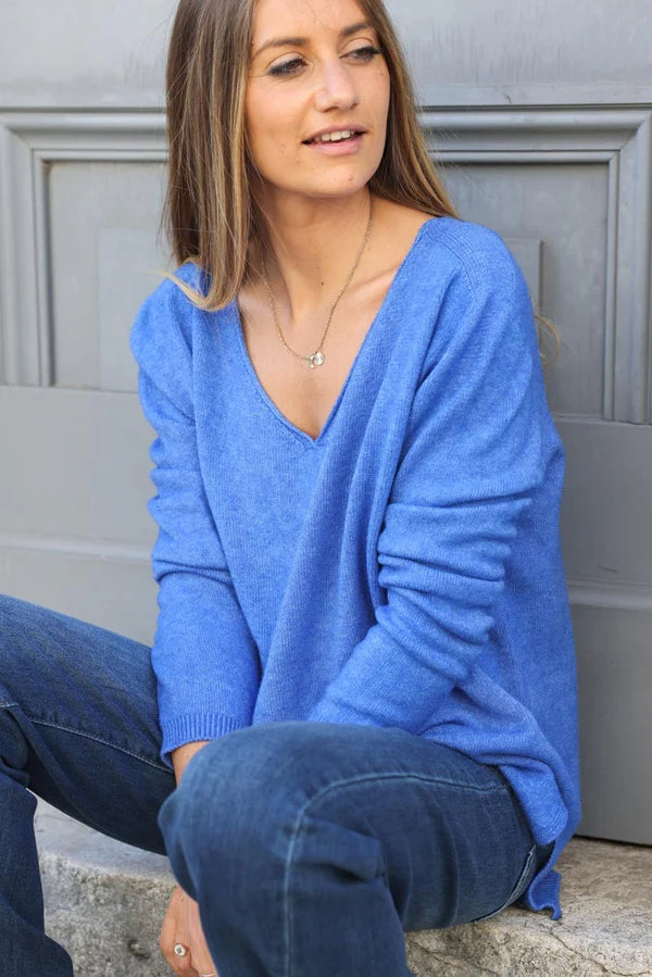 Lavander blue Soft Basic V-neck Sweater