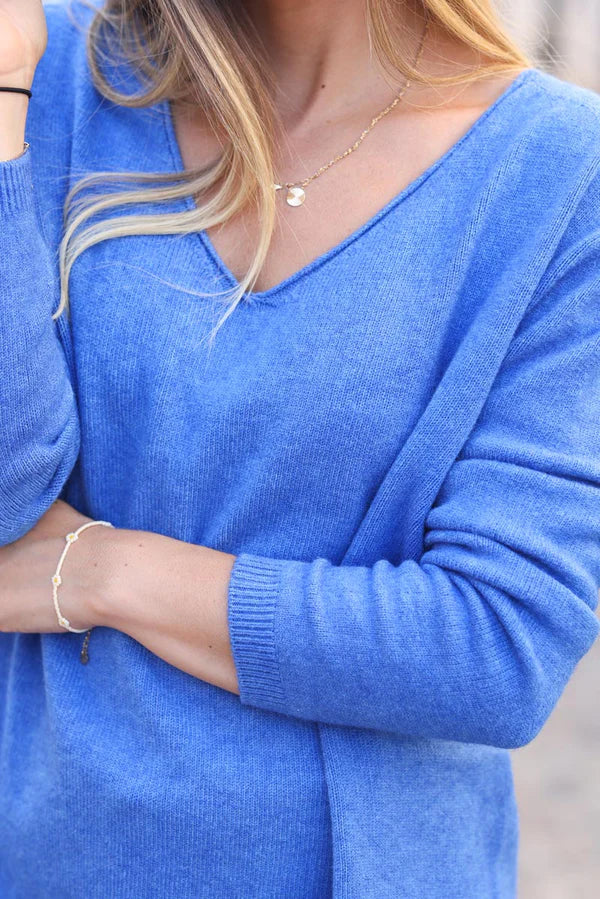 Lavander blue Soft Basic V-neck Sweater