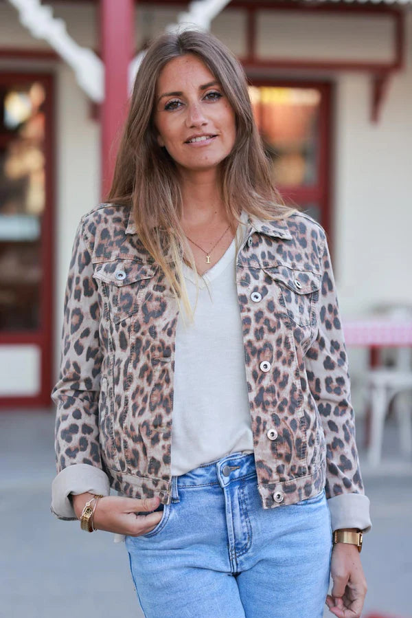 Leopard Print Jean Jacket