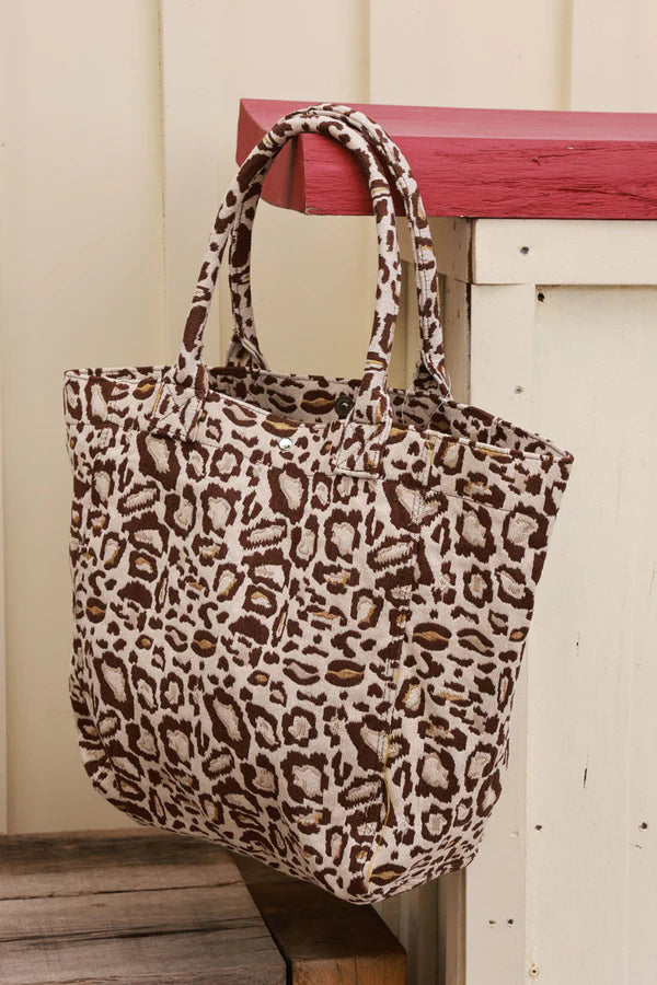 Leopard Print Oversized Canvas Tote Bag