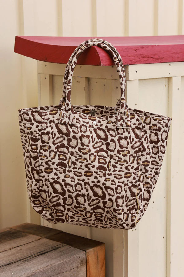 Leopard Print Oversized Canvas Tote Bag