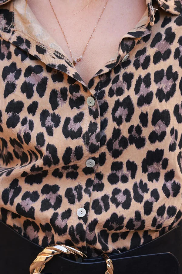 Leopard Print Shirt Dress with Belt