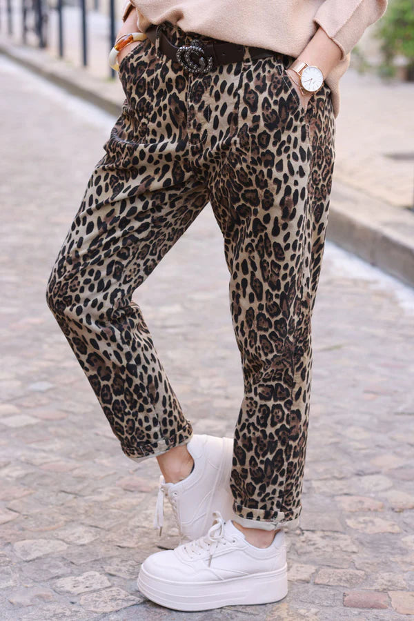 Leopard Print Velvet Trousers