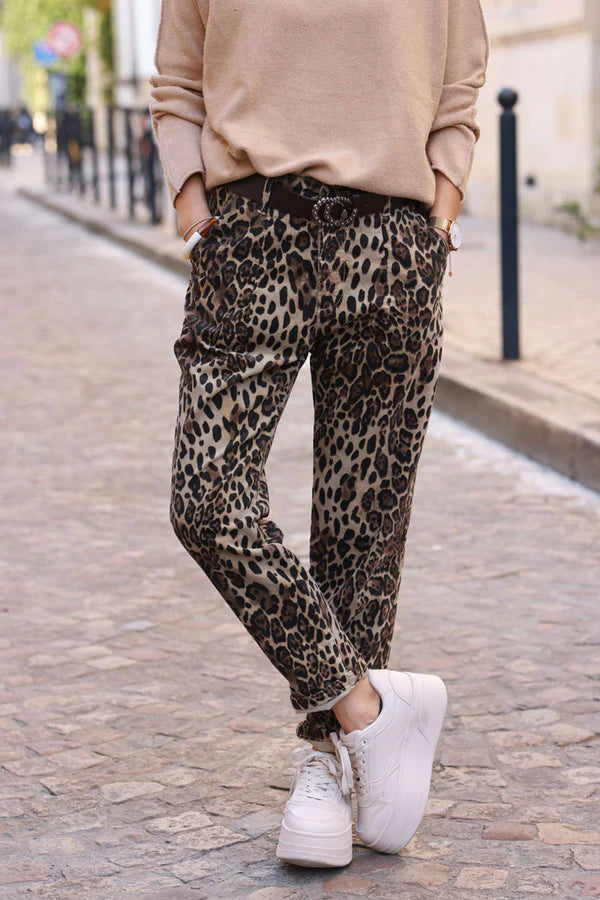 Leopard Print Velvet Trousers