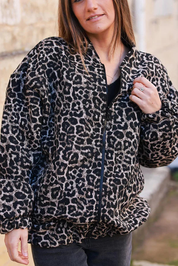 Leopard Print Windbreaker Jacket