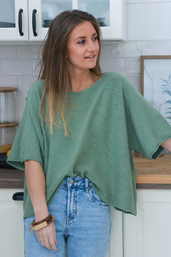 Light olive Knit Batwing Blouse