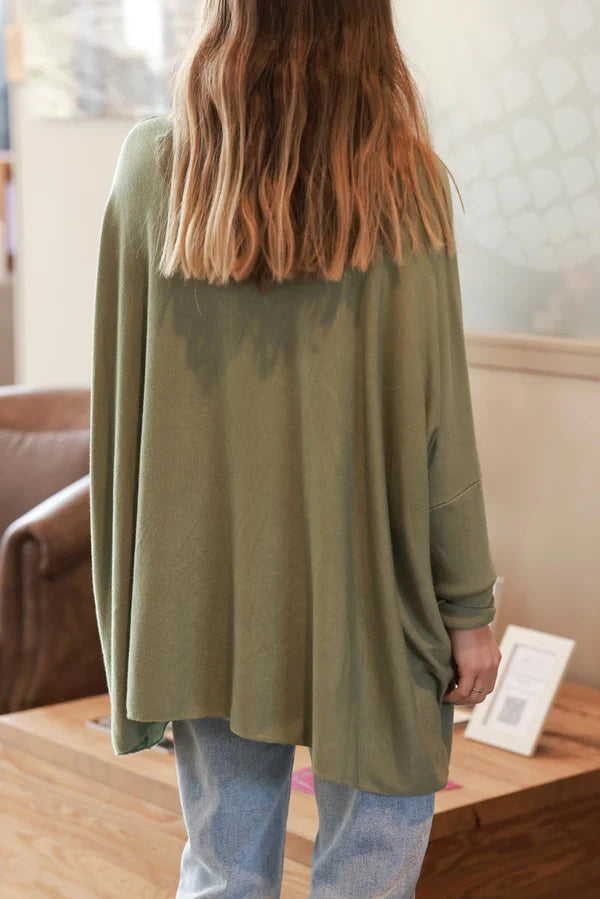 Light Olive Oversized Batwing Sweater