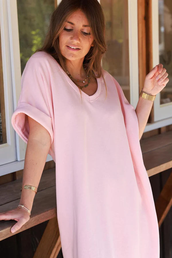 Light Pink Jersey Knit Maxi Dress