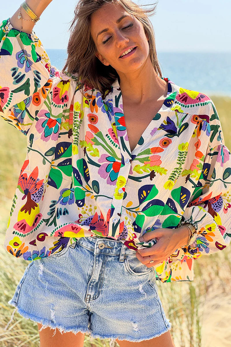 Multicolor Tropical Garden Blouse