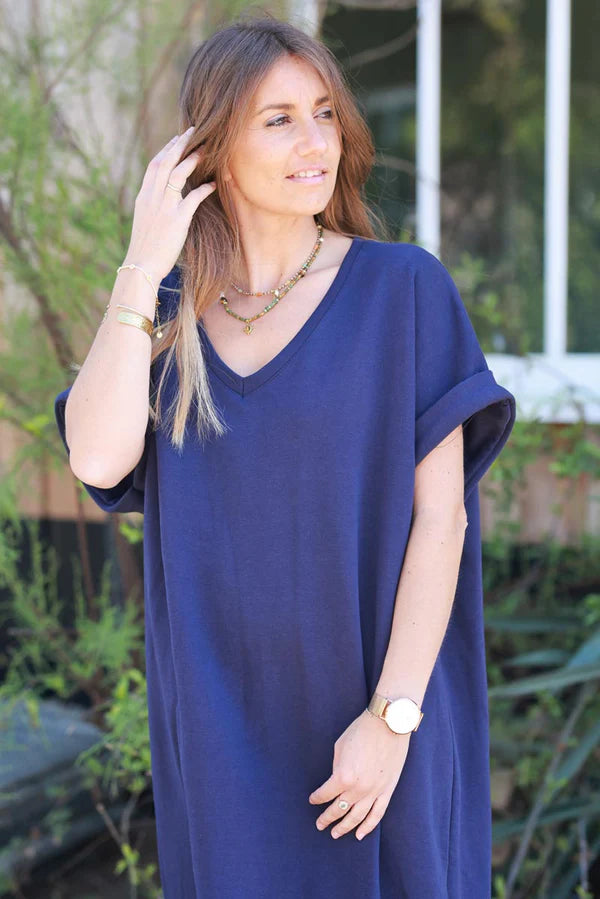 Navy blue Jersey Knit Maxi Dress