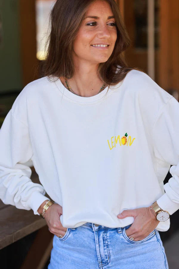 Off White Lemon Screen Print Sweater