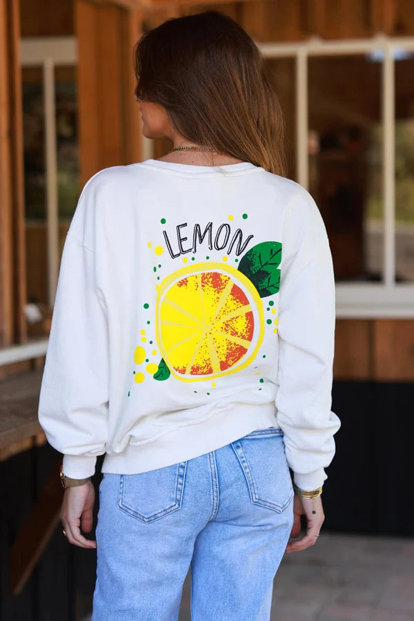 Off White Lemon Screen Print Sweater