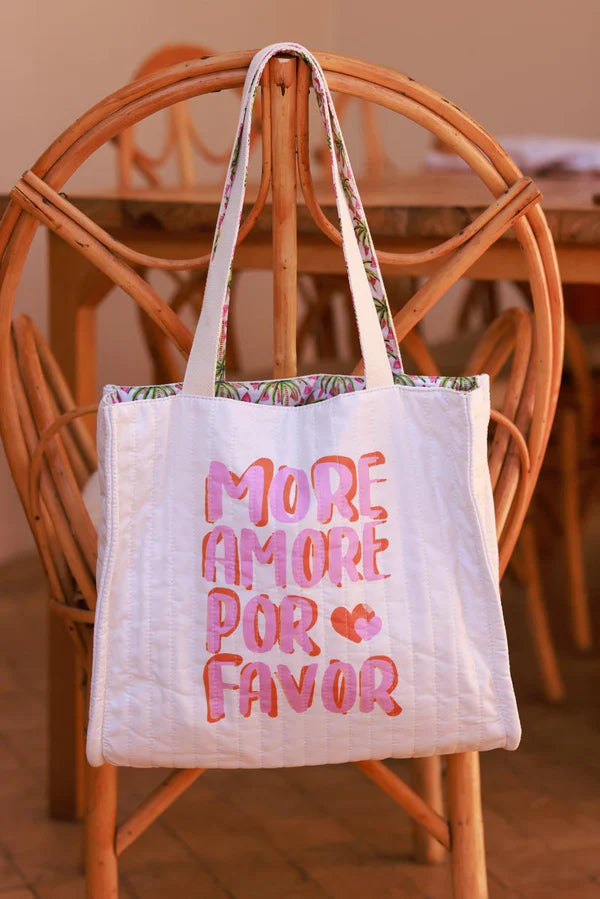Off White More Amor Por Favor Reversible Travel Tote