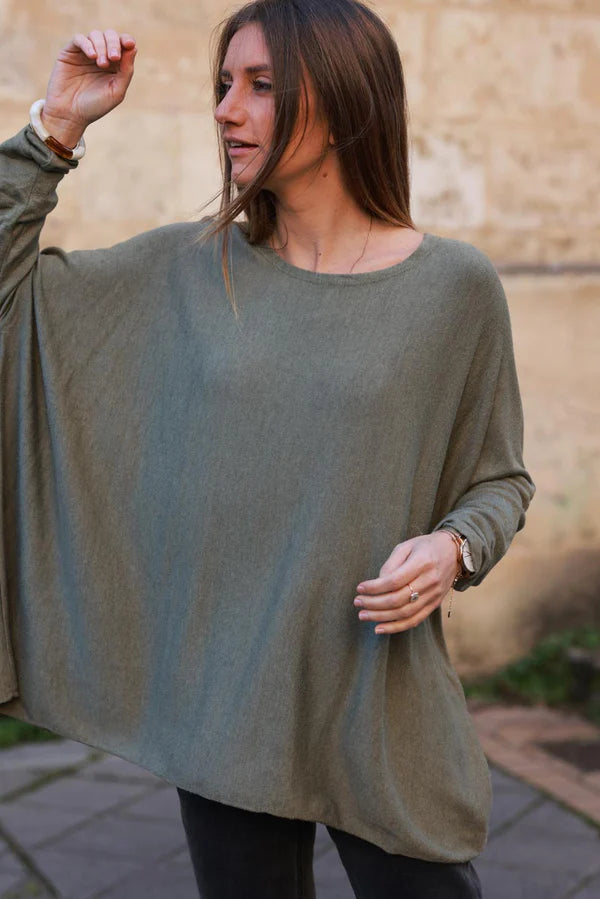 Olive Oversized Batwing Sweater