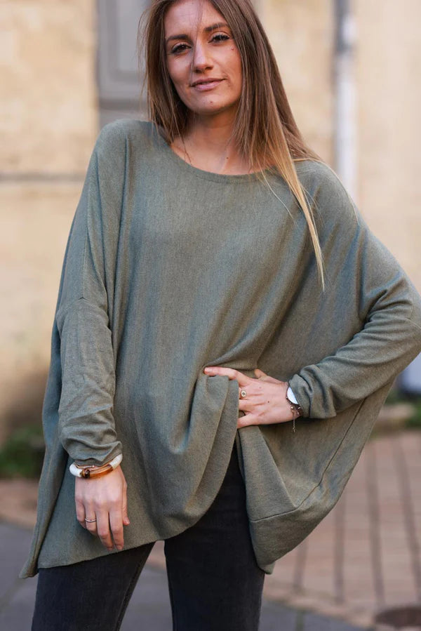 Olive Oversized Batwing Sweater