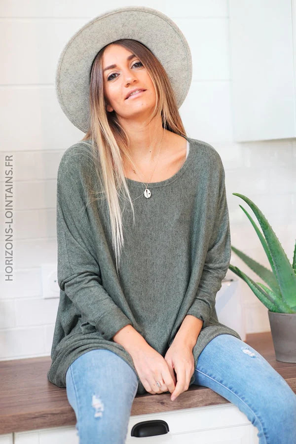 Olive Oversized Batwing Sweater