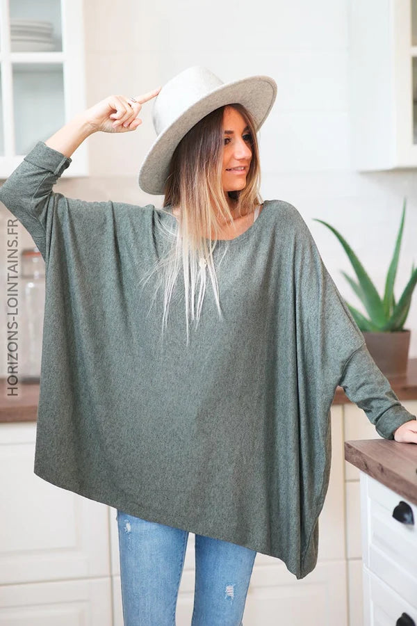 Olive Oversized Batwing Sweater