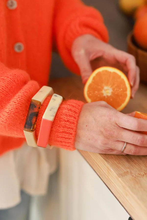 Orange Hexagon Resin Bracelet