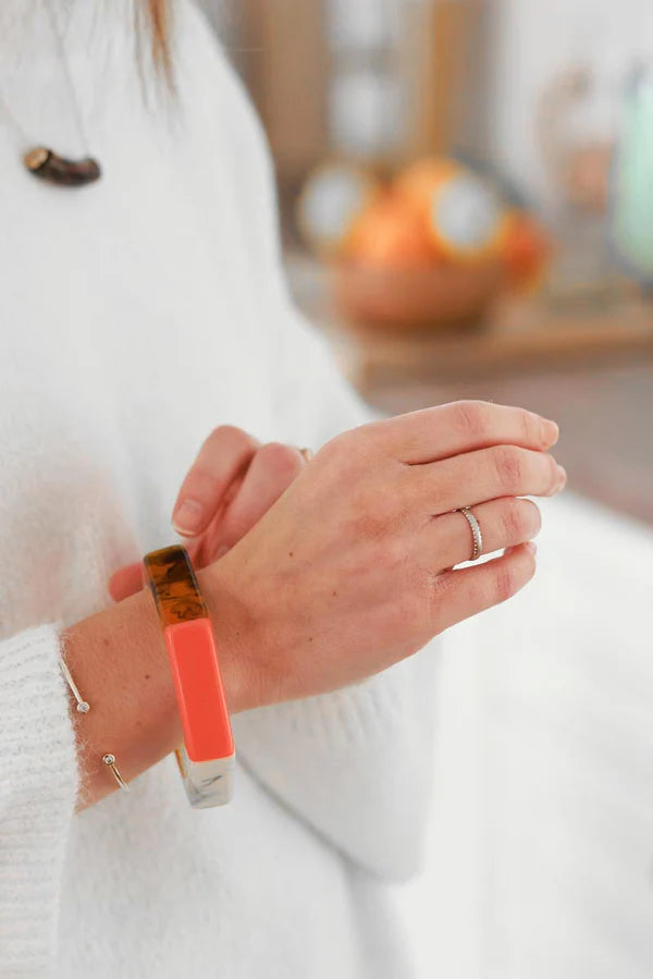 Orange Hexagon Resin Bracelet