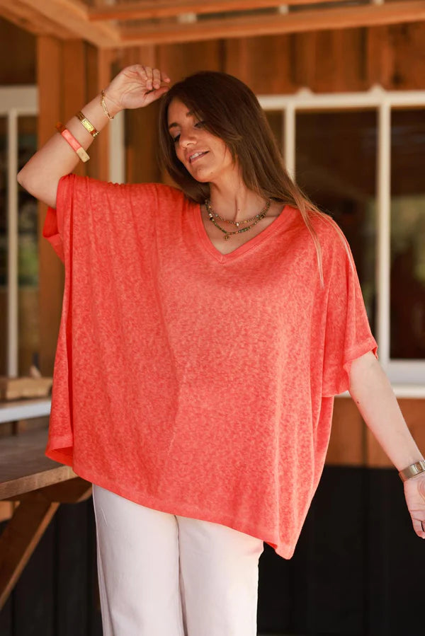 Orange Relaxed Fit Batwing Super Soft T-shirt