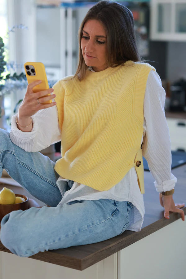 Pastel yellow Sweater Knit Layering Vest