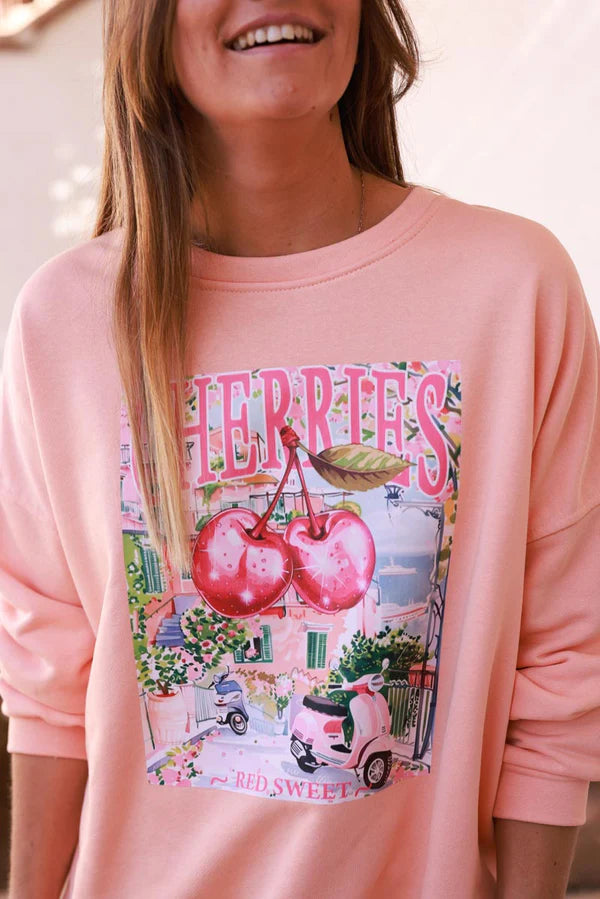 Peach Cherry Vacation Sweater
