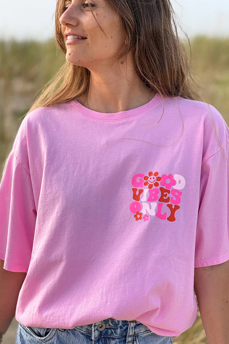 Pink “Good Vibes Only” Tee