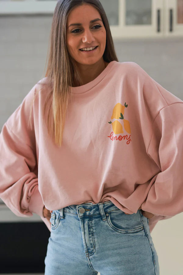 Powder Pink “Lemons” Knit Lounge Top