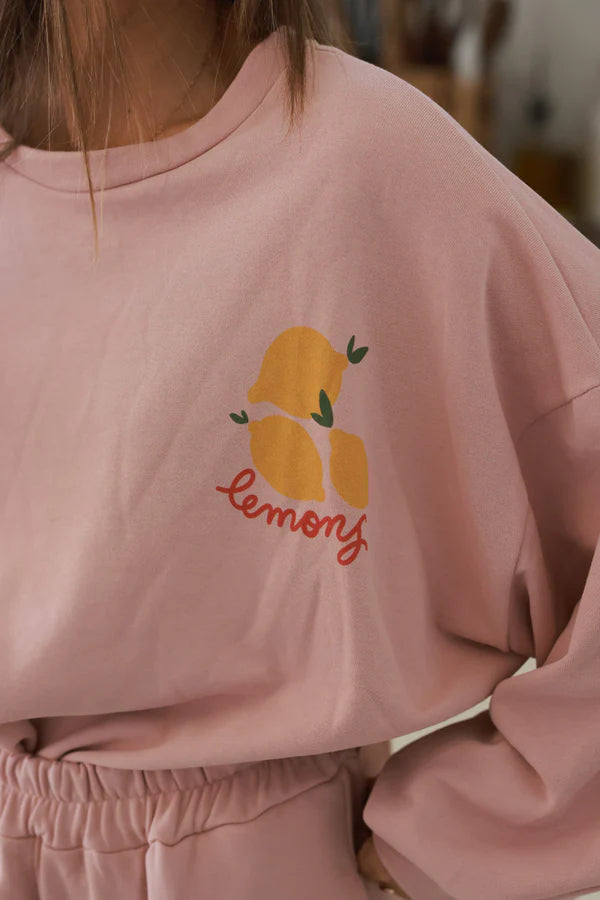 Powder Pink “Lemons” Knit Lounge Top