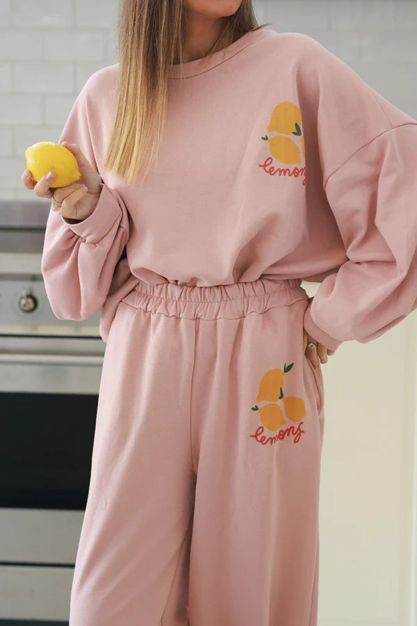 Powder Pink “Lemons” Knit Lounge Top