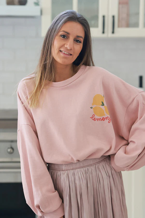 Powder Pink “Lemons” Knit Lounge Top