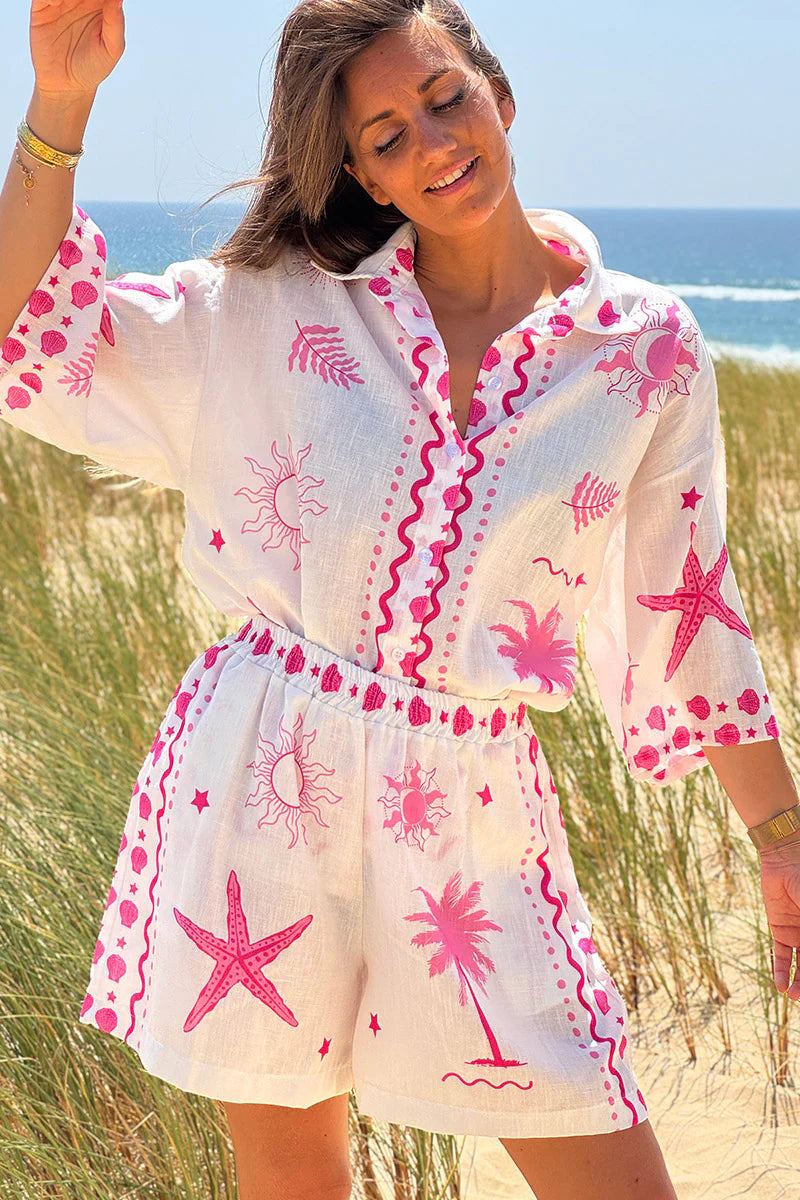 Pink Mystical Beach Eclipse Shorts