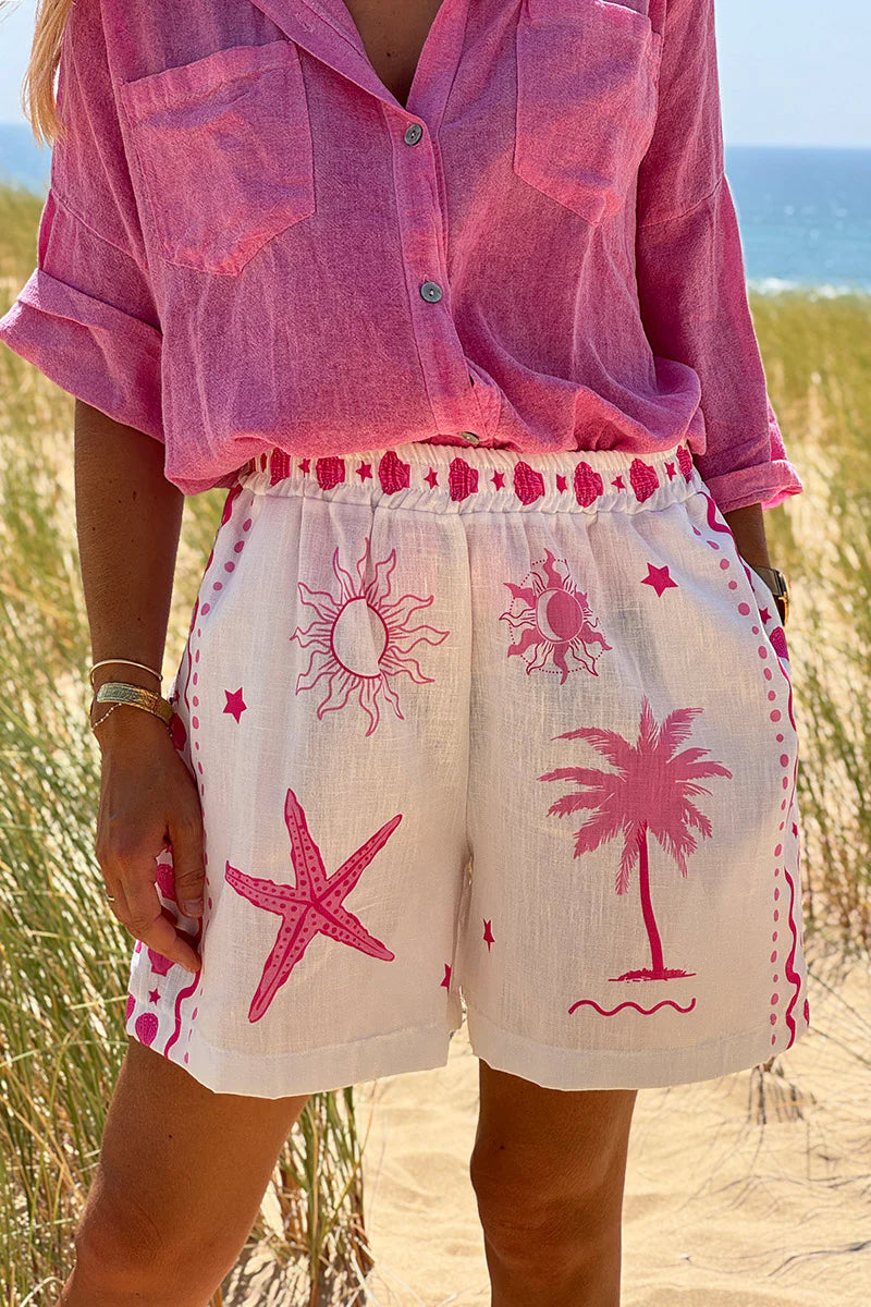 Pink Mystical Beach Eclipse Shorts