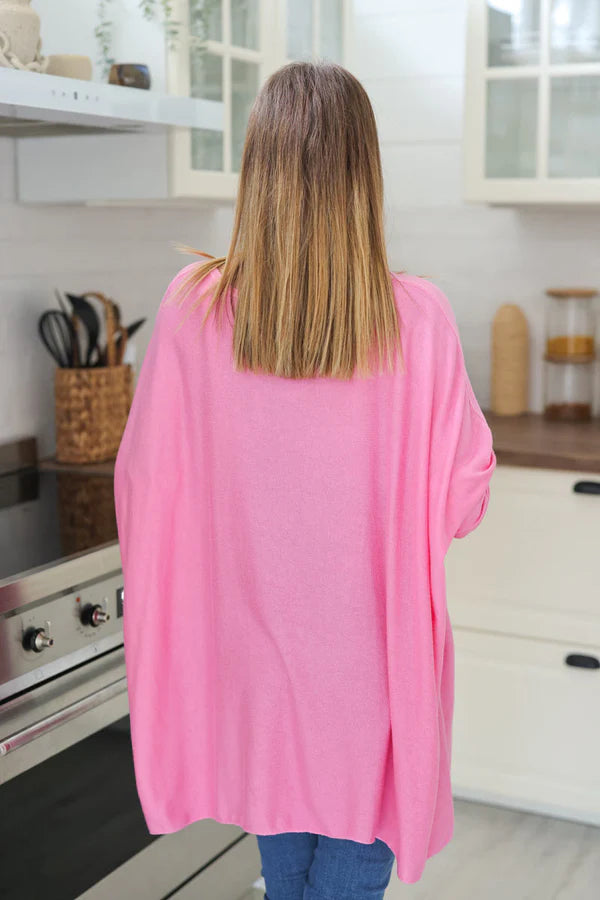 Pink oversized batwing sweater