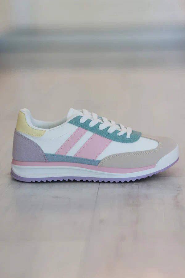 Pink Stripe Vintage Vegan Leather Sneakers