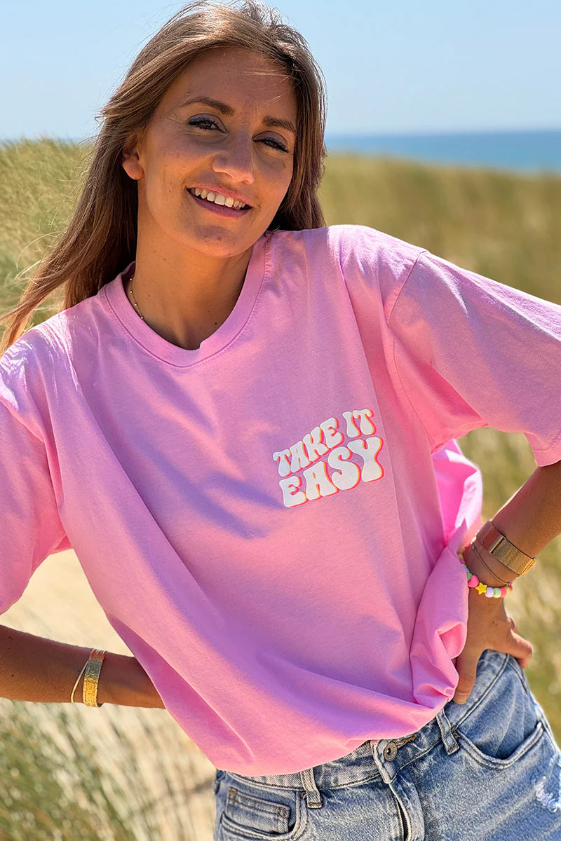 Pink “Take it Easy” Vintage Tee