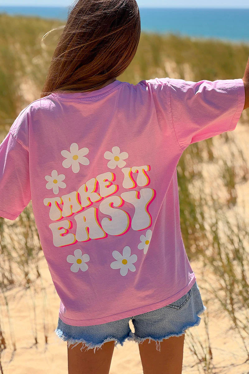 Pink “Take it Easy” Vintage Tee