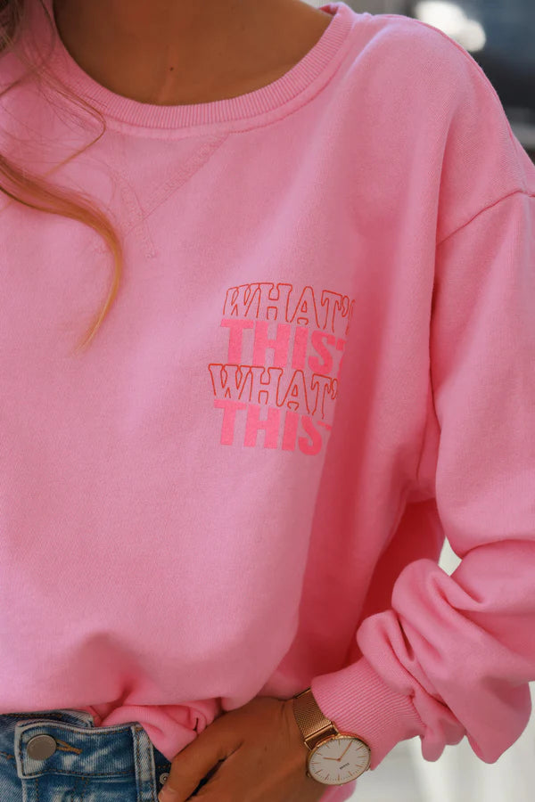 Pink “What’s This?” Scoop Neck Sweater