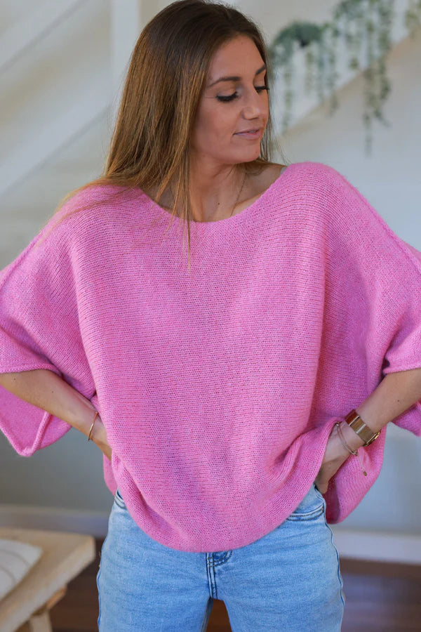 Pink Wool Blend Cropped Sweater