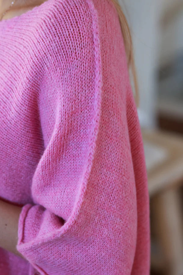 Pink Wool Blend Cropped Sweater